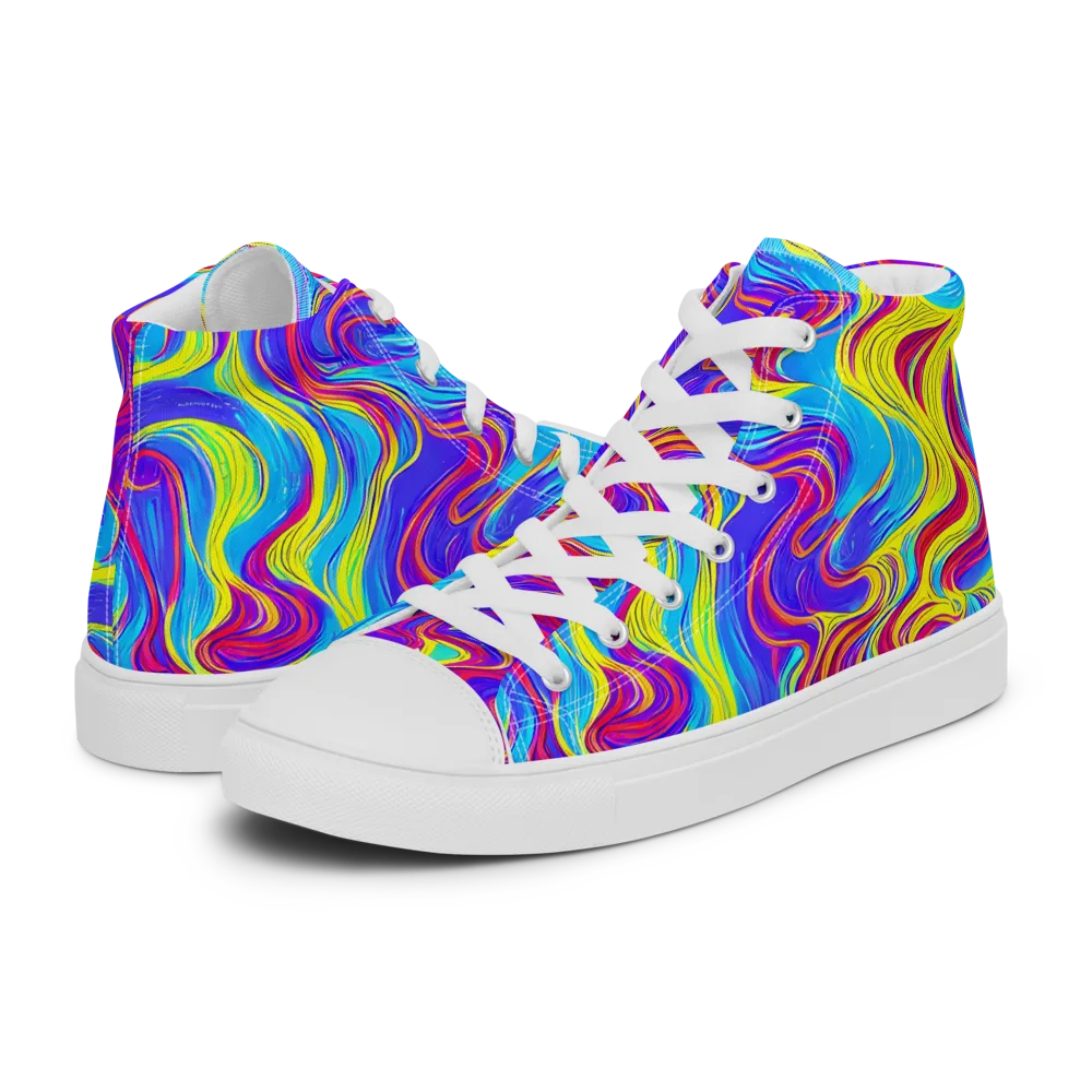 Spectrum Fever on Men's High Top Canvas Shoes — Left