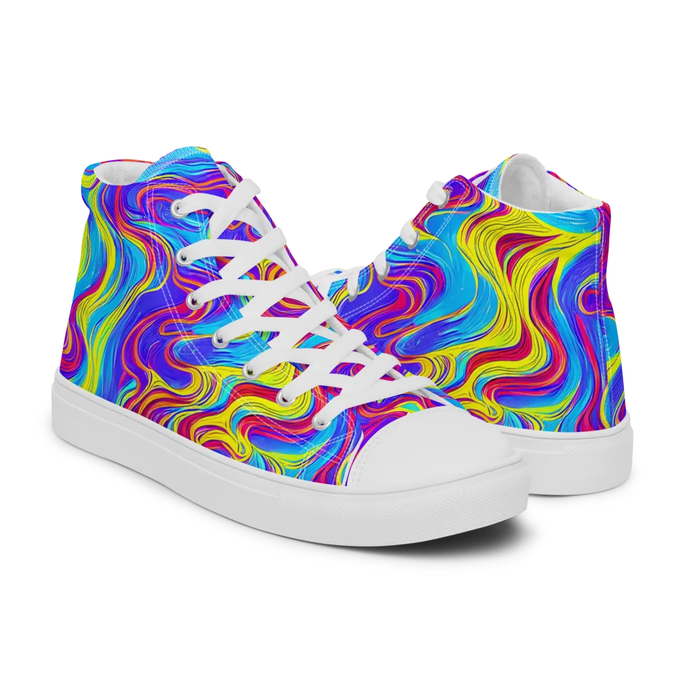 Spectrum Fever on Men's High Top Canvas Shoes — Right