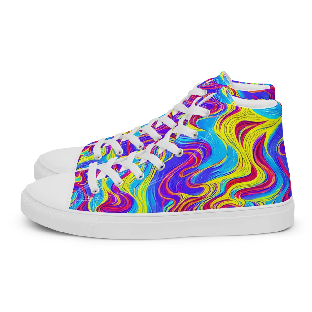 Spectrum Fever on Women's High Top Canvas Shoes — Left