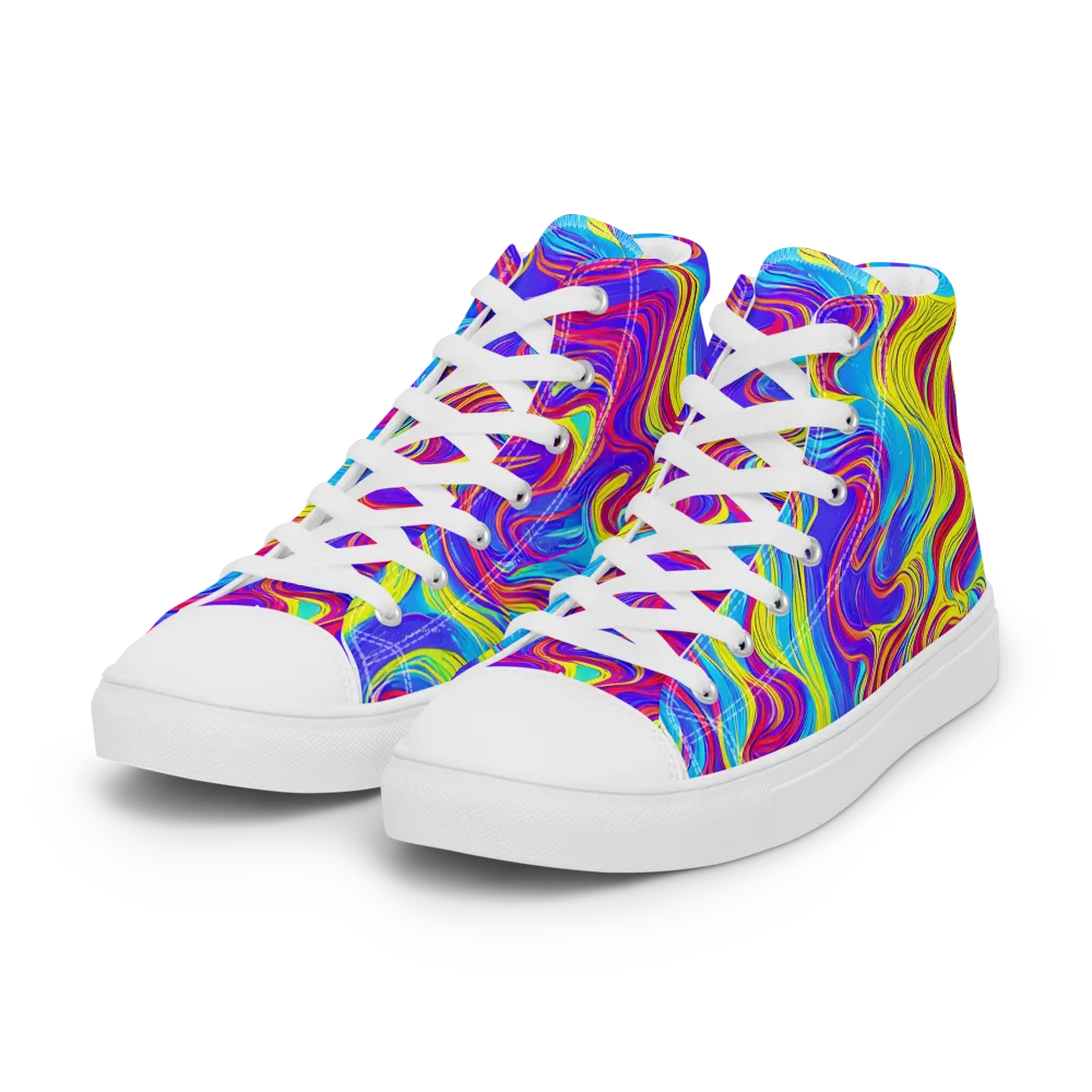 Spectrum Fever on Women's High Top Canvas Shoes — Left Front