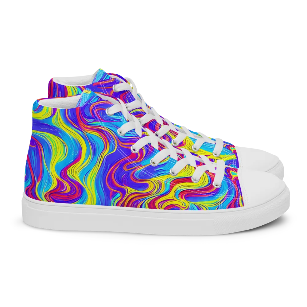 Spectrum Fever on Women's High Top Canvas Shoes — Right