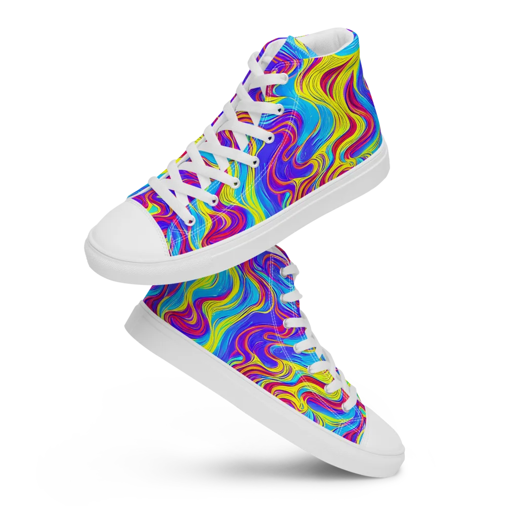Spectrum Fever on Women's High Top Canvas Shoes — Front