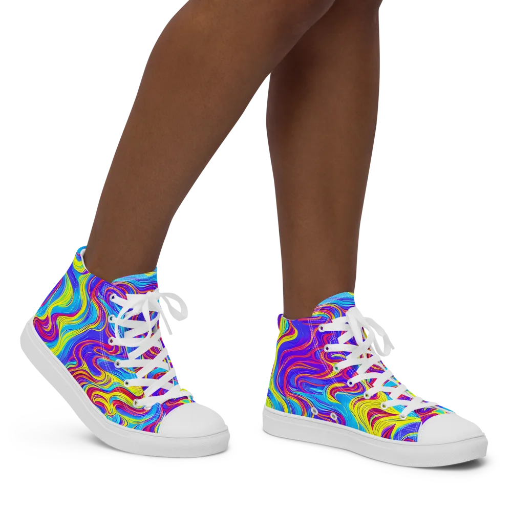 Spectrum Fever on Women's High Top Canvas Shoes — Right