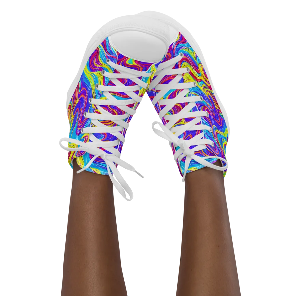 Spectrum Fever on Women's High Top Canvas Shoes — Front