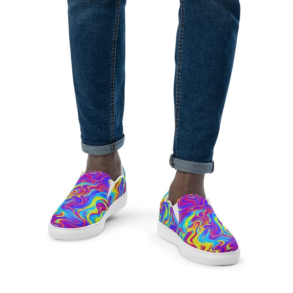 Spectrum Fever on Men's Slip-On Canvas Shoes — Front