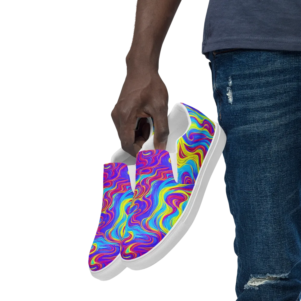 Spectrum Fever on Men's Slip-On Canvas Shoes — Left Front