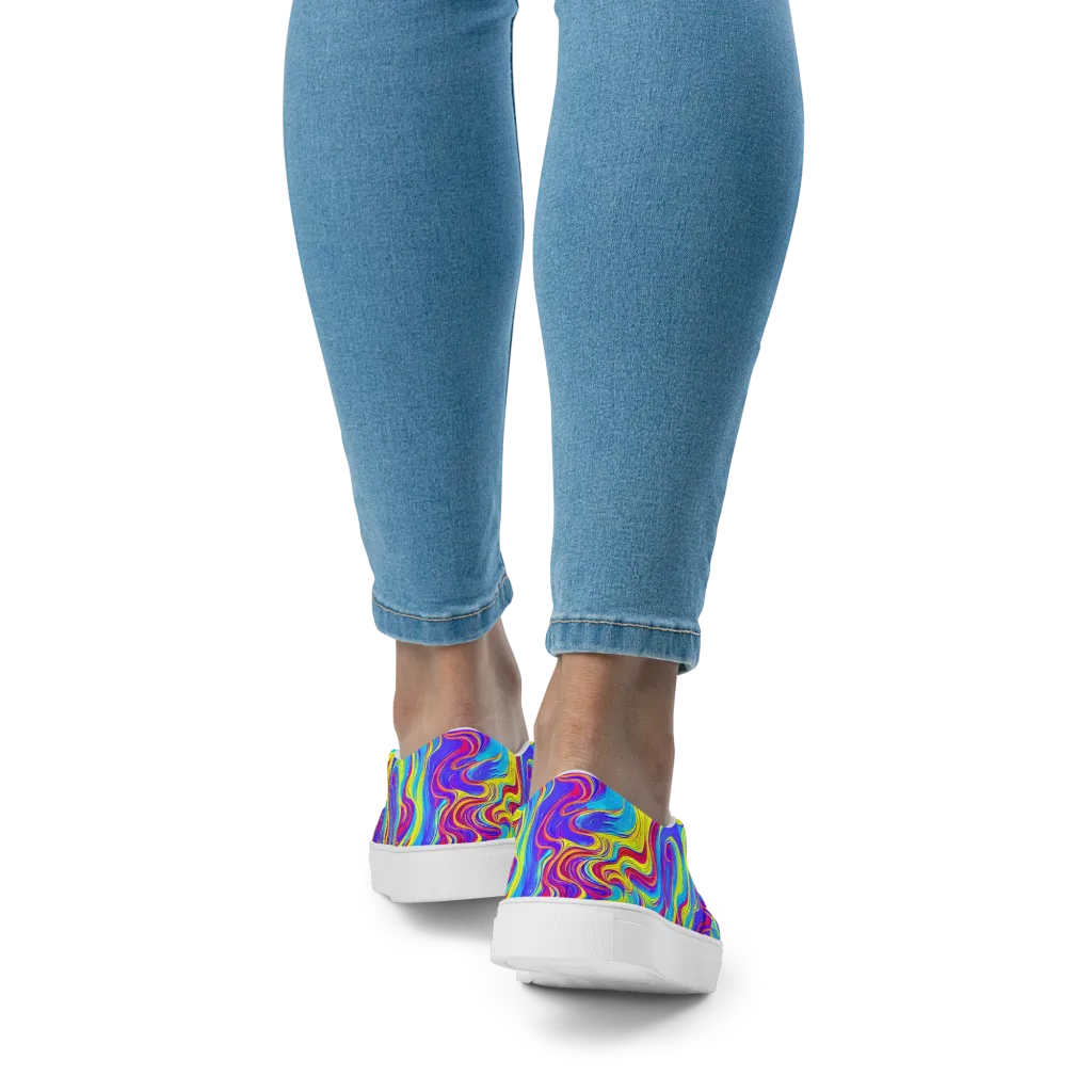 Spectrum Fever on Women's Slip-On Canvas Shoes — Back