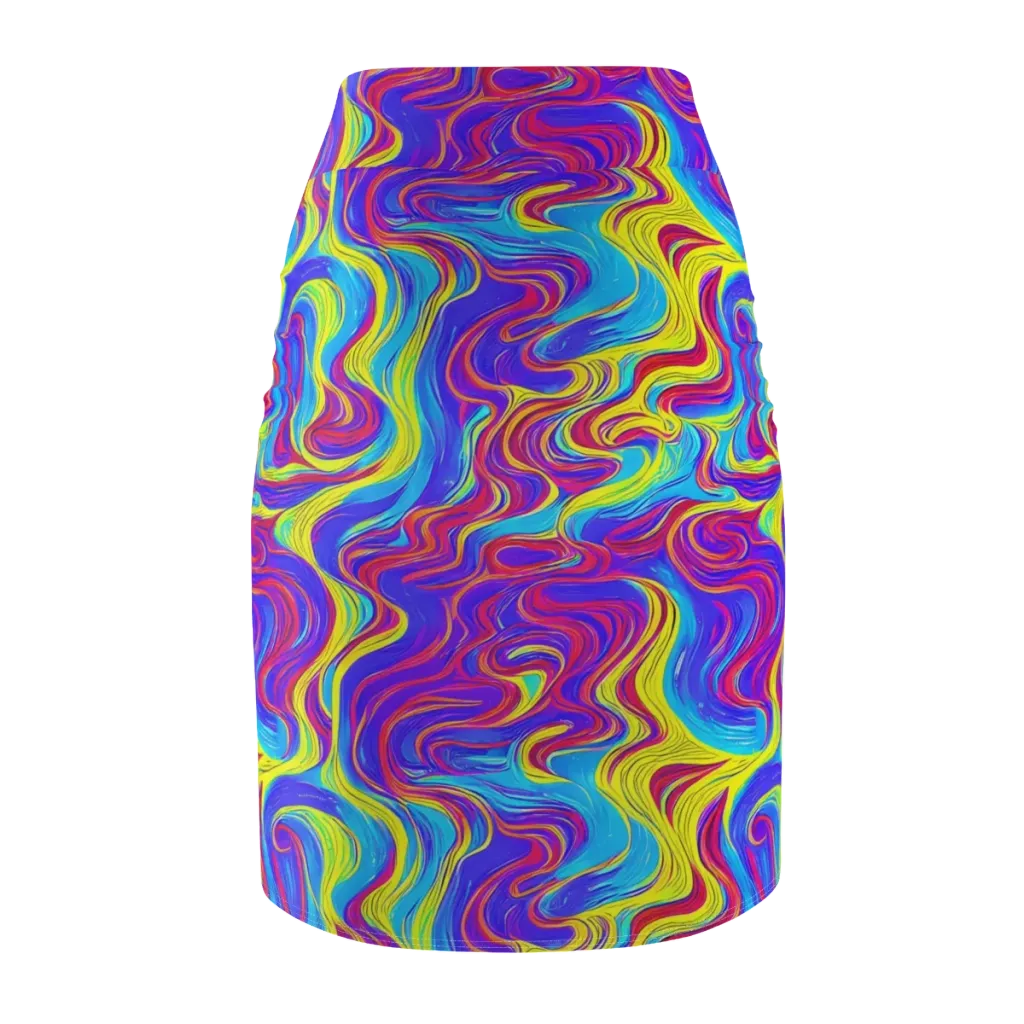 Spectrum Fever on Pencil Skirt — Back