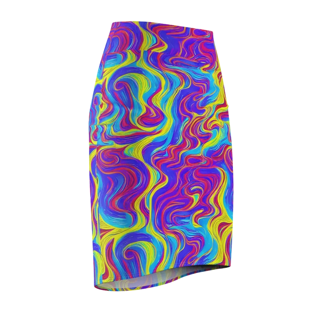 Spectrum Fever on Pencil Skirt — Front Side