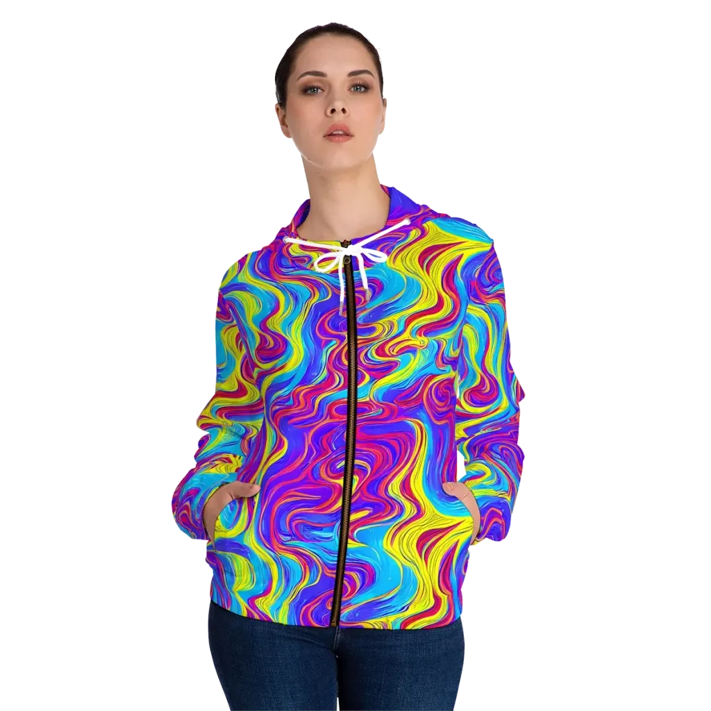 Spectrum Fever on Women's Full-Zip Hoodie — Front On Person
