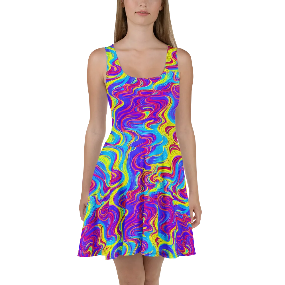 Spectrum Fever on Skater Dress — Front