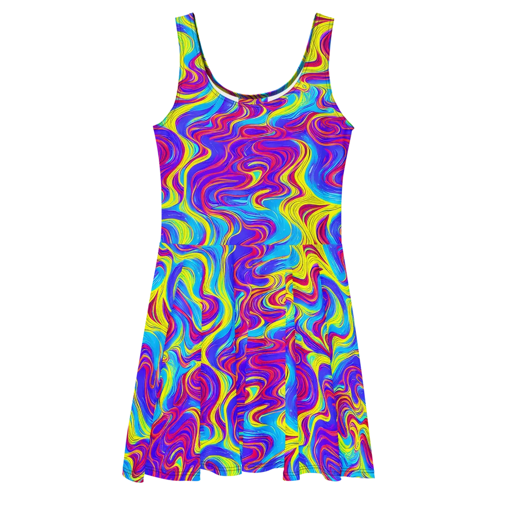 Spectrum Fever on Skater Dress — Front