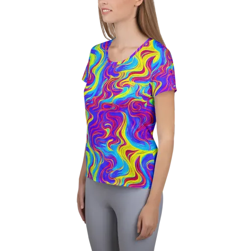 Spectrum Fever on a Women's Athletic T-Shirt