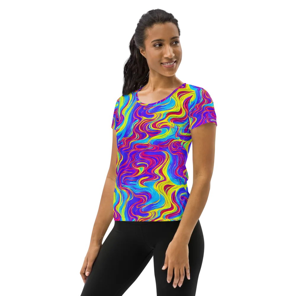 Spectrum Fever on Women's Athletic T-Shirt — Left