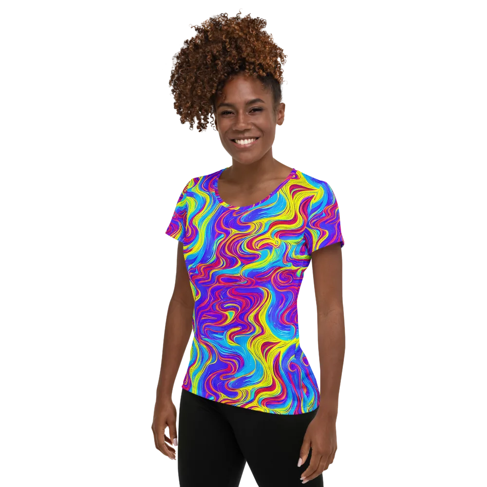 Spectrum Fever on Women's Athletic T-Shirt — Left