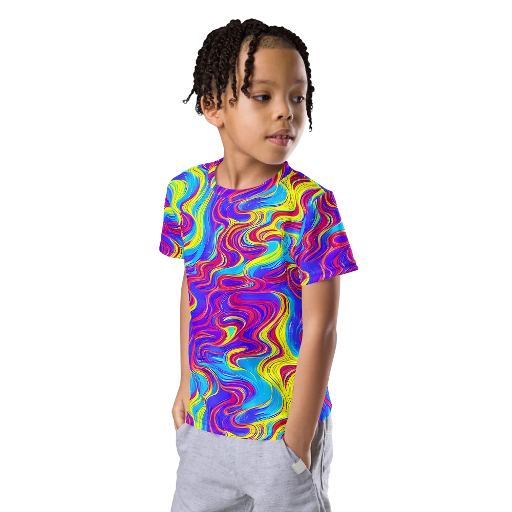 Spectrum Fever on Kids Crew Neck T-Shirt — Left Front