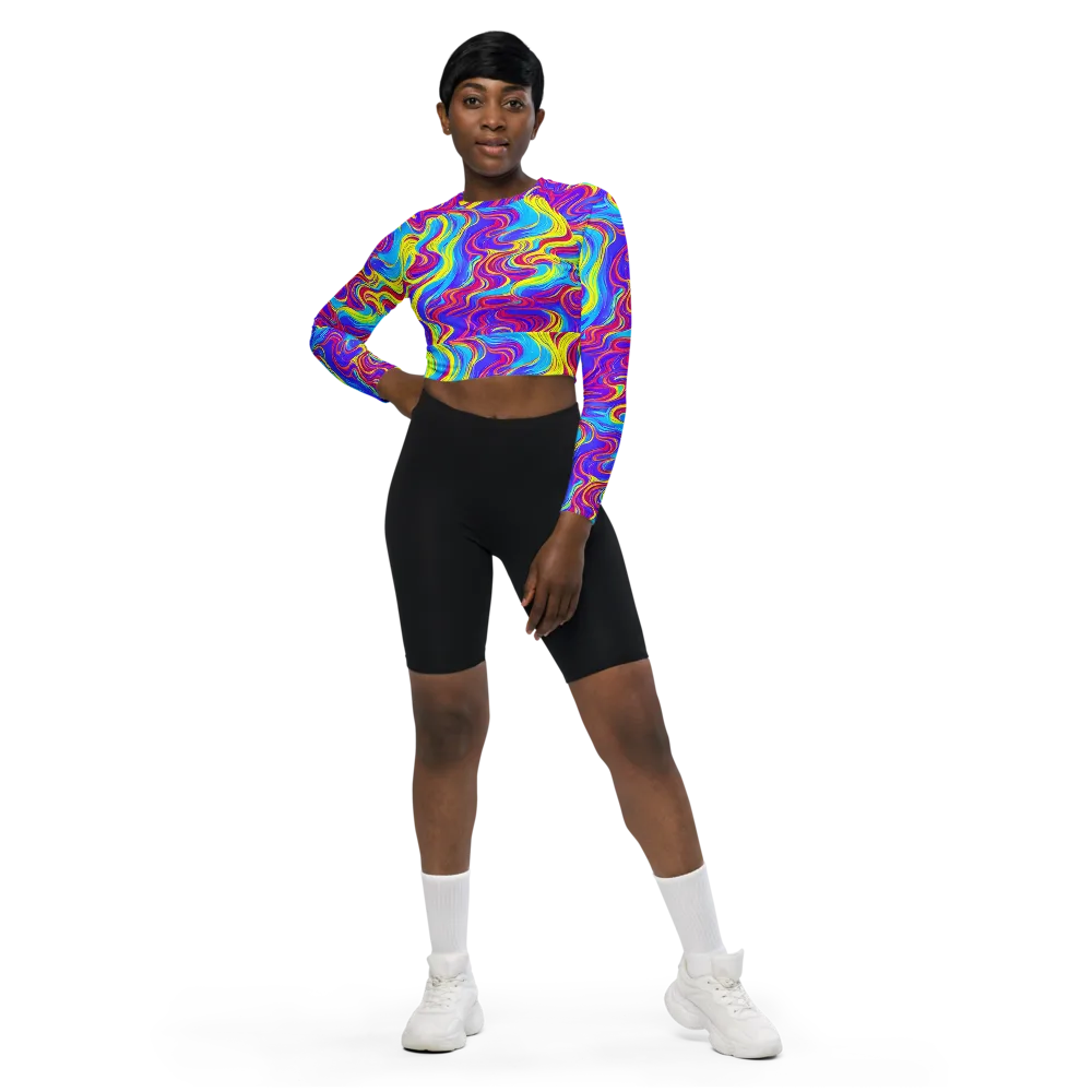 Spectrum Fever on Long Sleeve Crop Top — Front