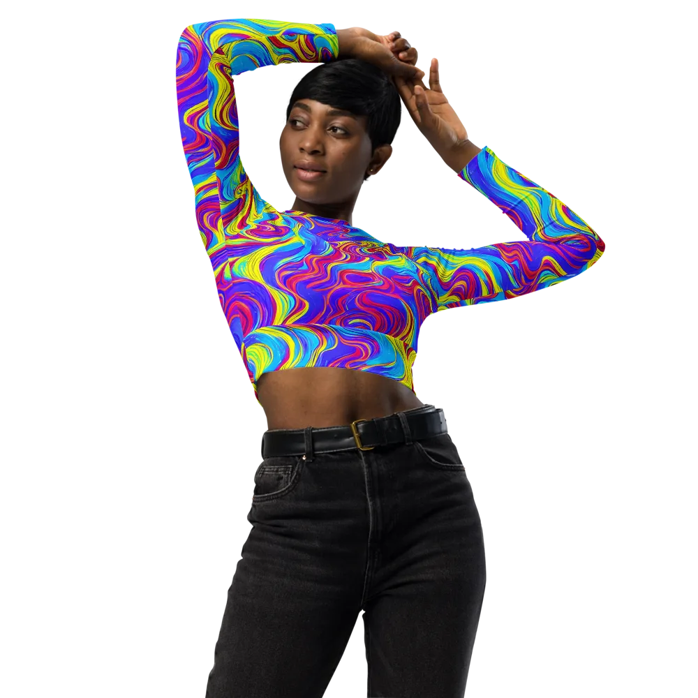 Spectrum Fever on Long Sleeve Crop Top — Front