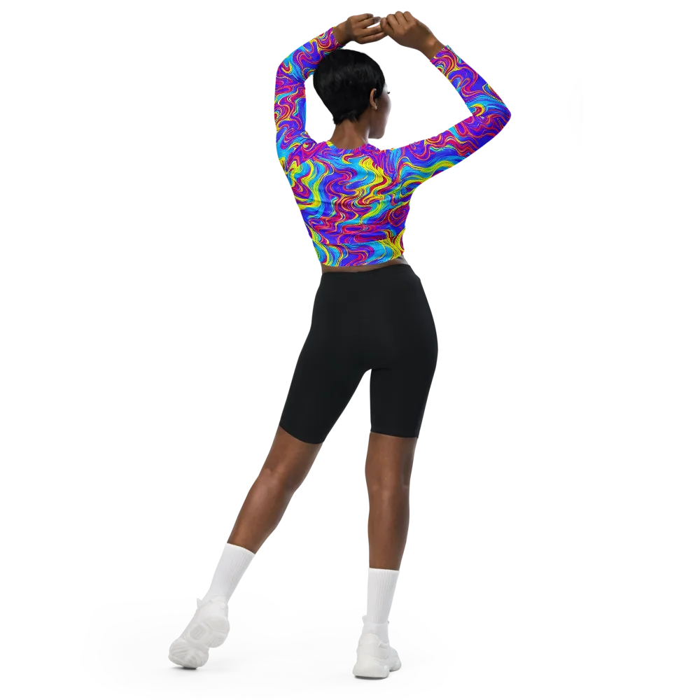 Spectrum Fever on Long Sleeve Crop Top — Back
