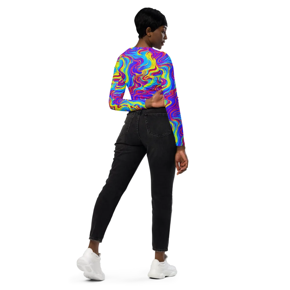 Spectrum Fever on Long Sleeve Crop Top — Right Back