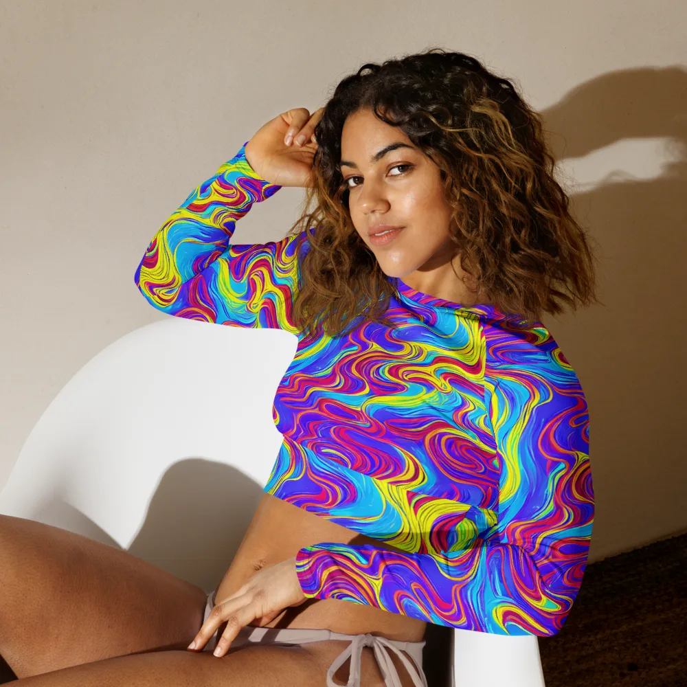 Spectrum Fever on Long Sleeve Crop Top — Left Front