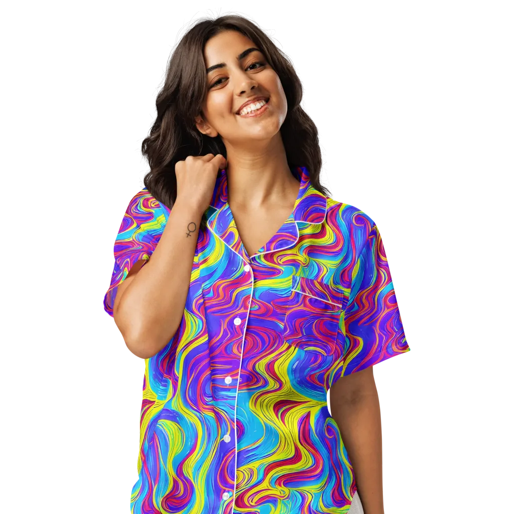 Spectrum Fever on Women's Short Sleeve Pajama Top — Front
