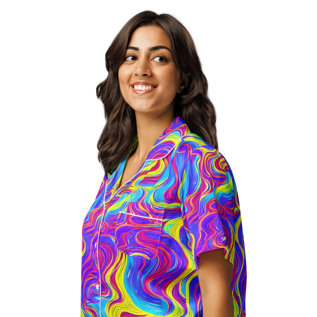 Spectrum Fever on Women's Short Sleeve Pajama Top — Left Front