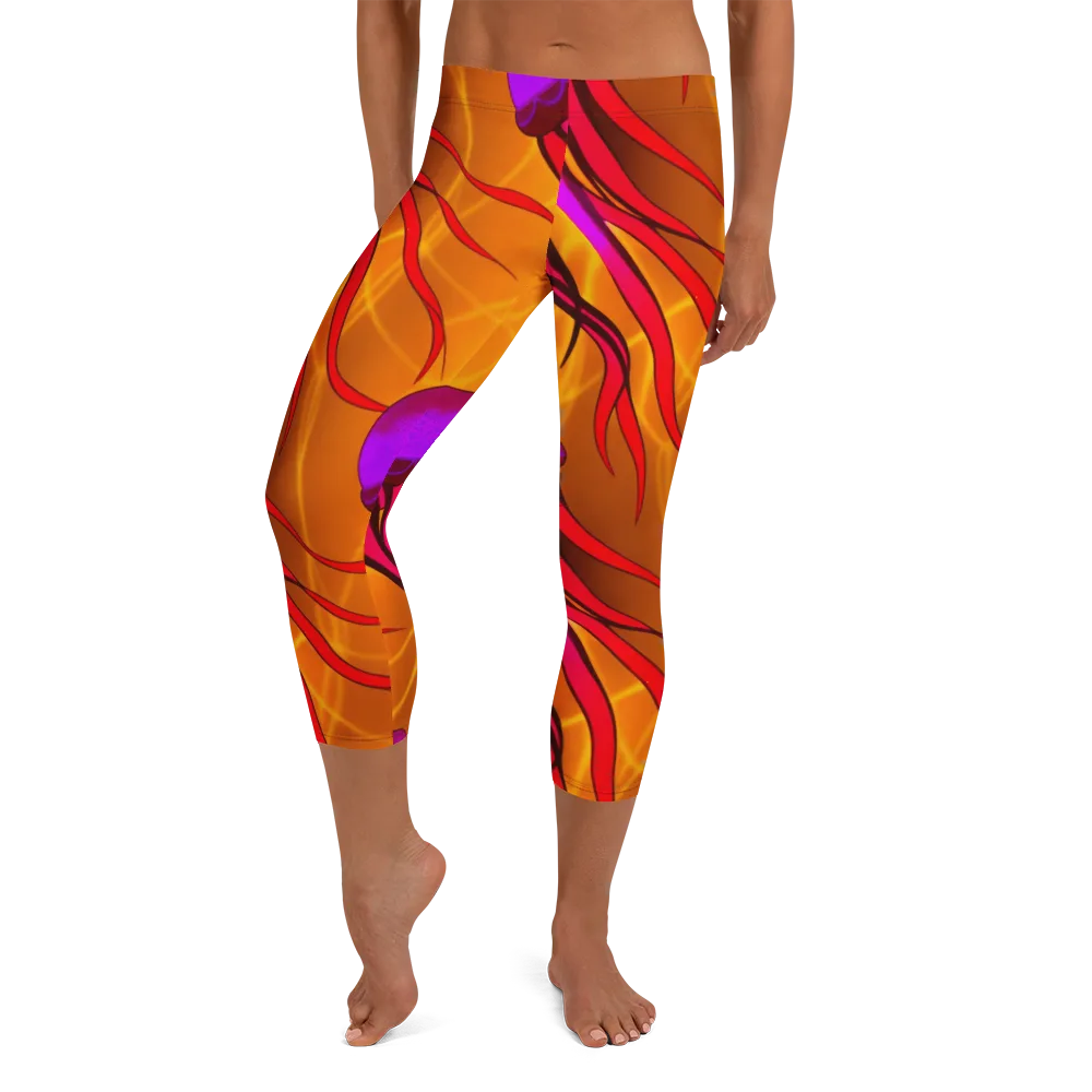Violet Current on Capri Leggings — Front
