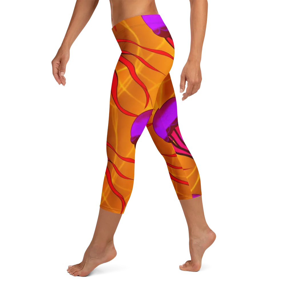 Violet Current on Capri Leggings — Left