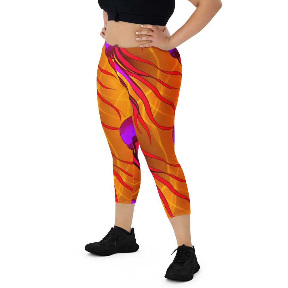 Violet Current on Capri Leggings — Front
