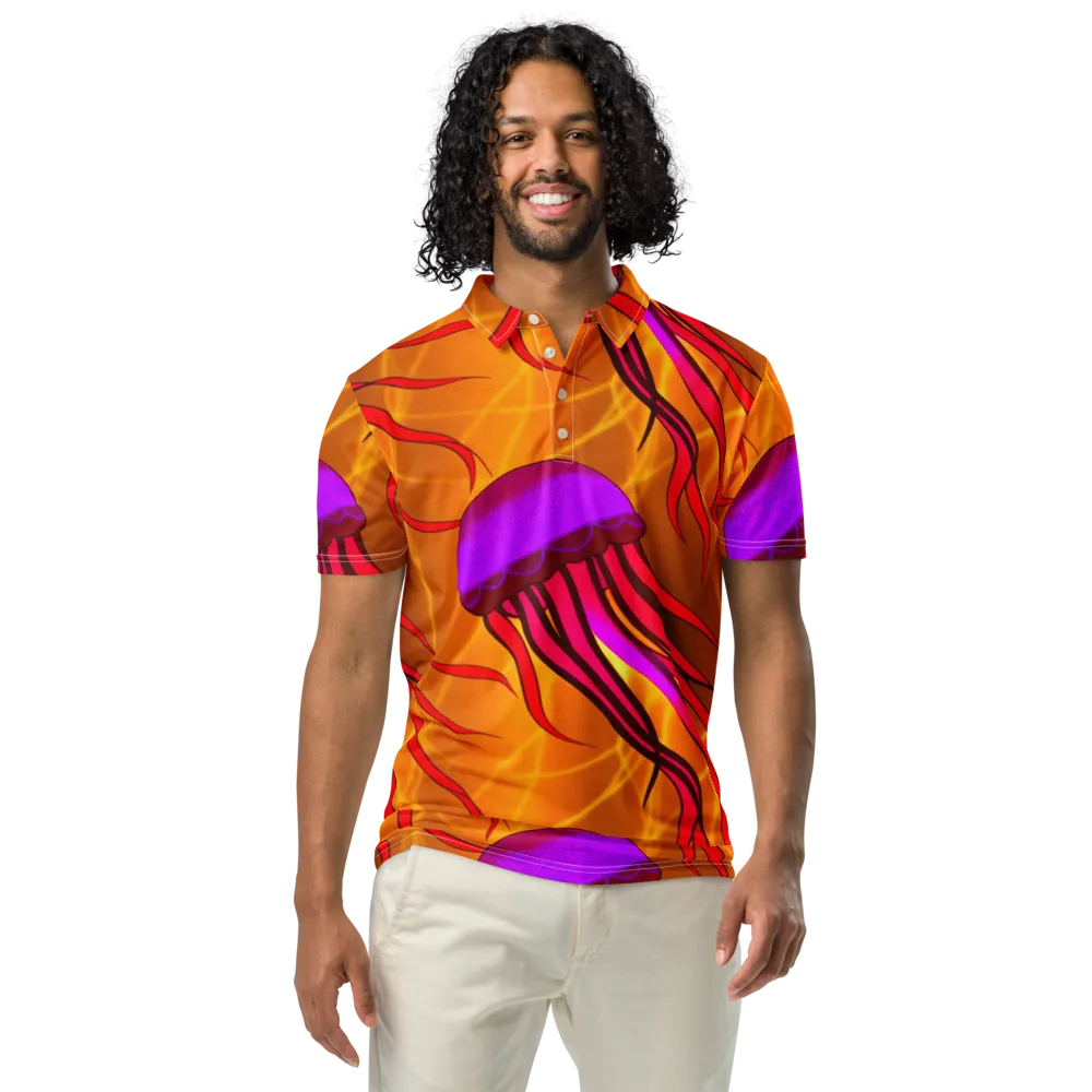 Violet Current on Men's Slim Fit Polo Shirt — Front