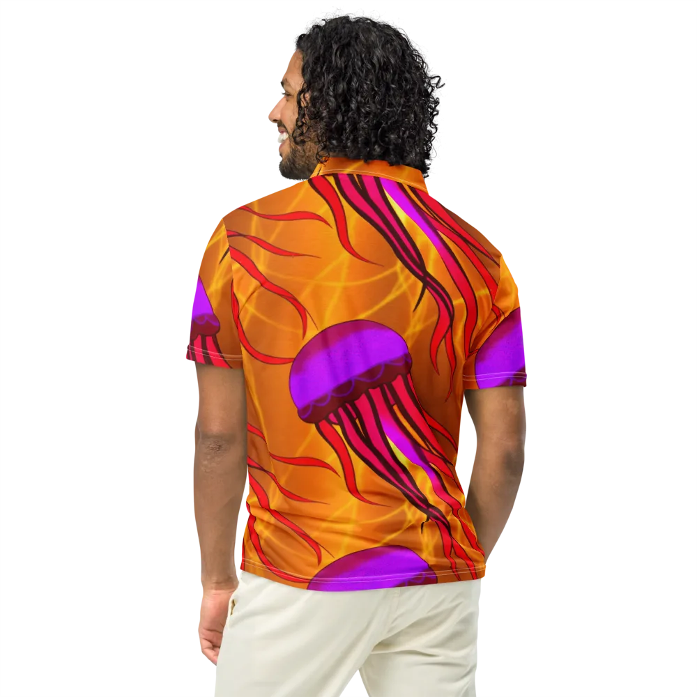 Violet Current on Men's Slim Fit Polo Shirt — Back