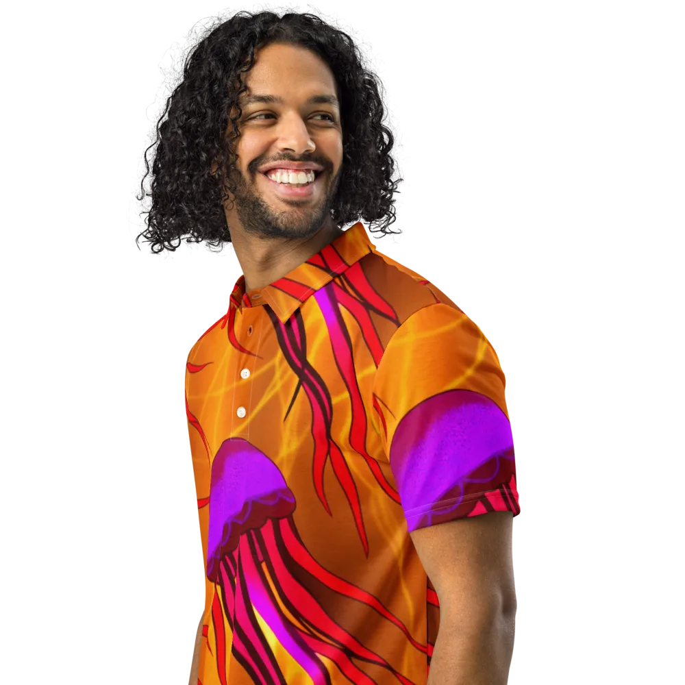 Violet Current on Men's Slim Fit Polo Shirt — Left Front