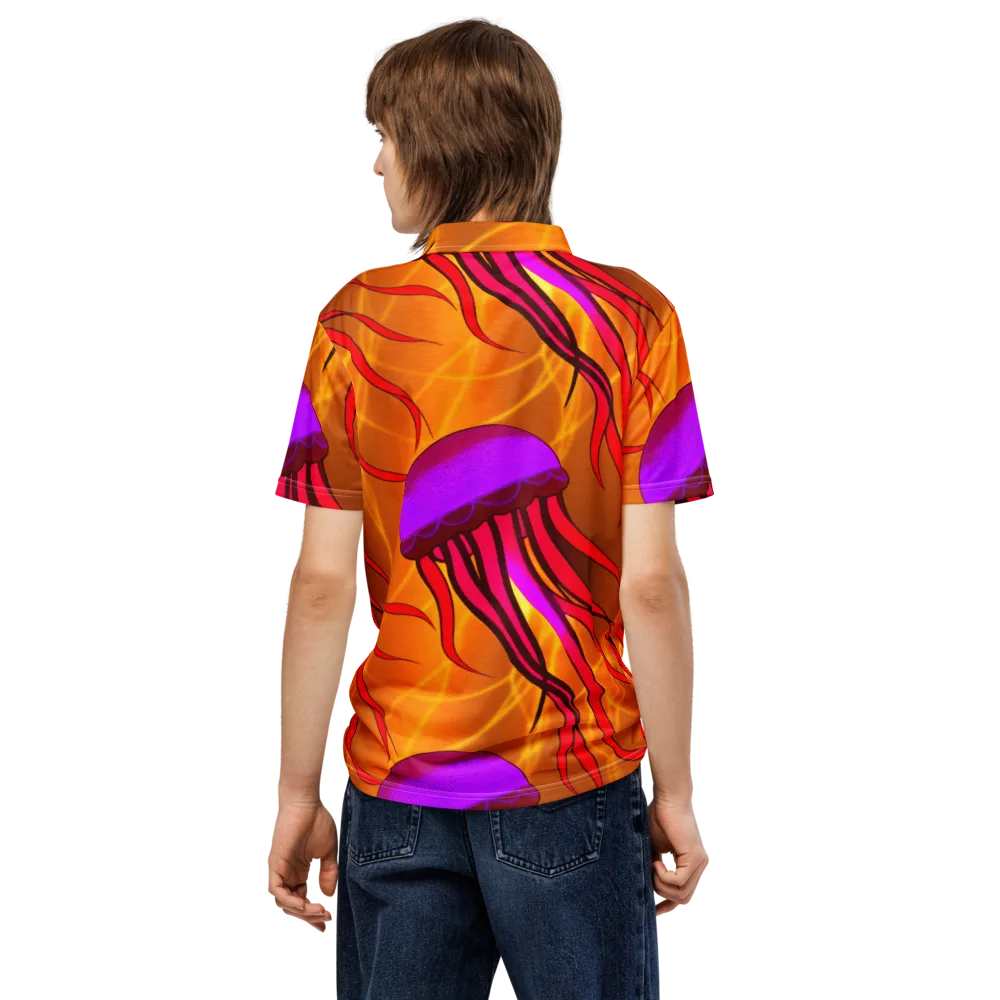 Violet Current on Men's Slim Fit Polo Shirt — Back