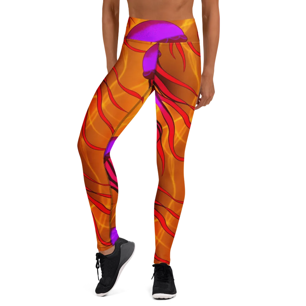 Violet Current on Yoga Leggings — Front