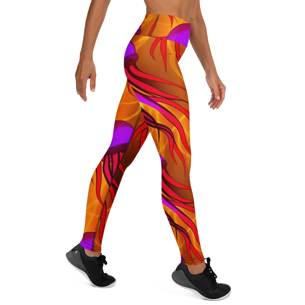 Violet Current on Yoga Leggings — Right