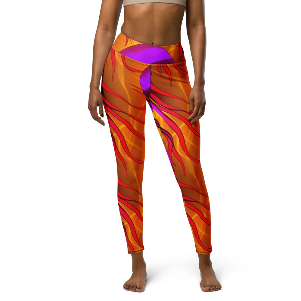 Violet Current on Yoga Leggings — Front