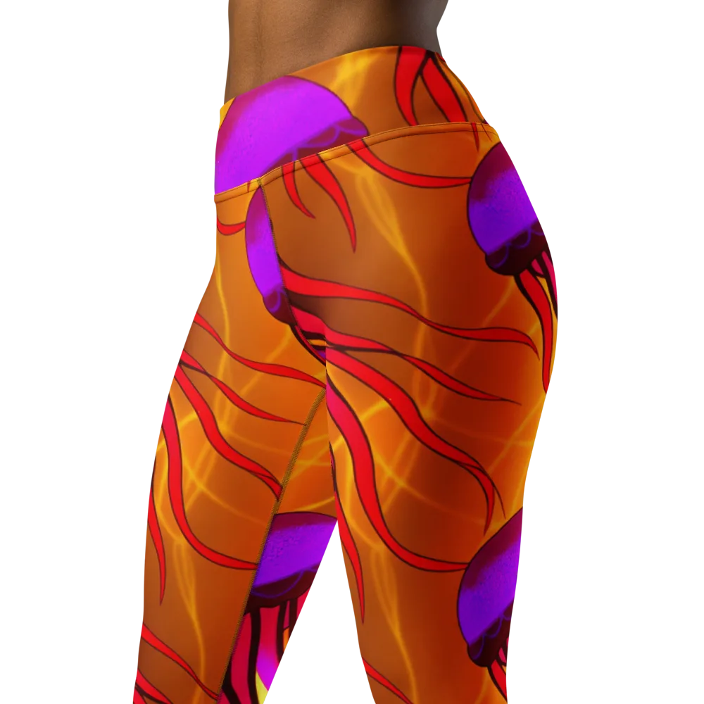 Violet Current on Yoga Leggings — Left Front