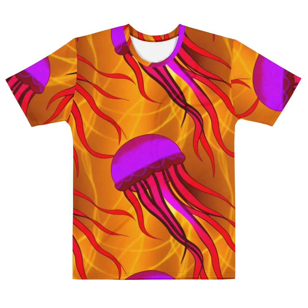 Violet Current on Men's Cotton Crew Neck T-Shirt — Front