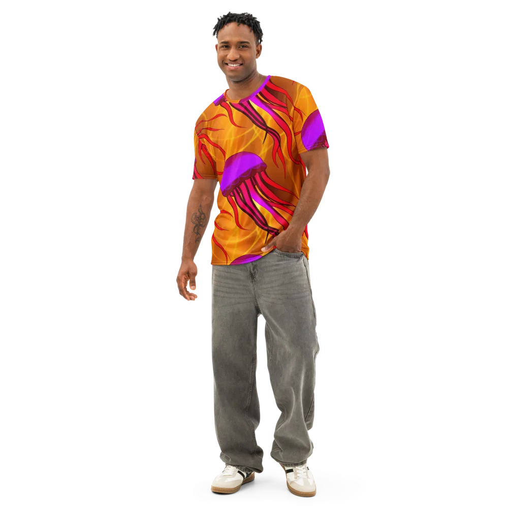 Violet Current on Men's Cotton Crew Neck T-Shirt — Front