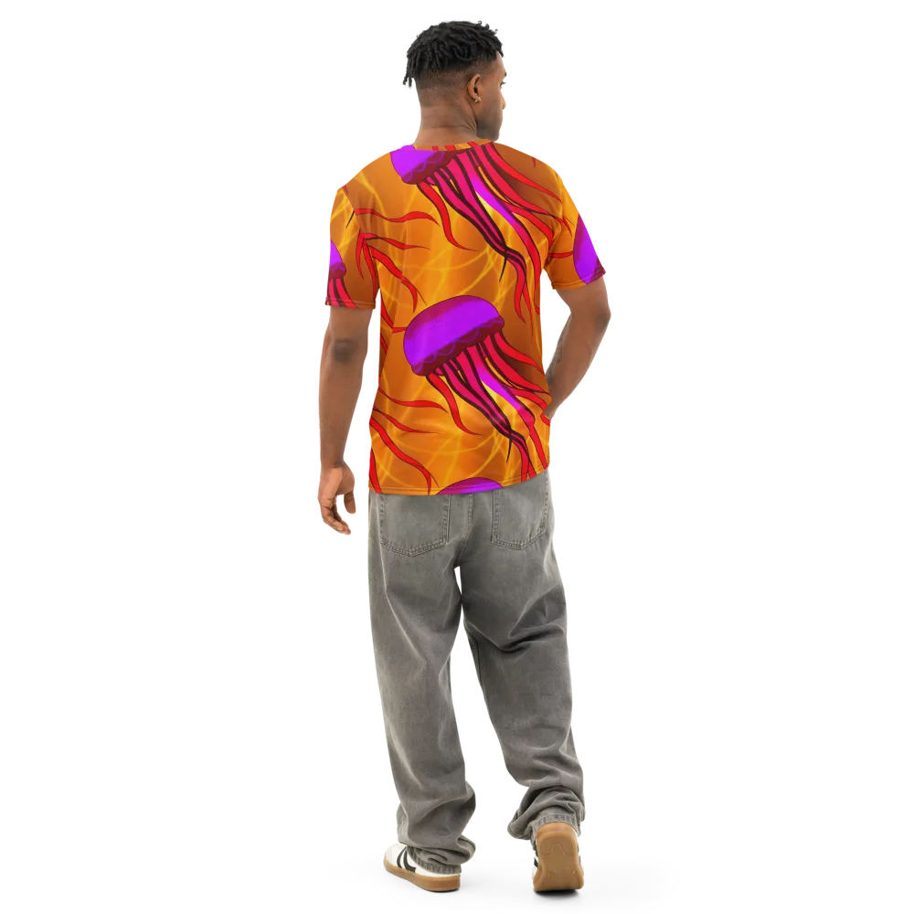 Violet Current on Men's Cotton Crew Neck T-Shirt — Back
