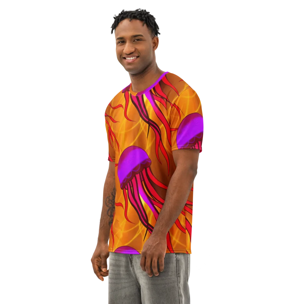 Violet Current on Men's Cotton Crew Neck T-Shirt — Left Front