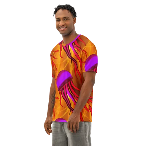 Violet Current on a Men's Cotton Crew Neck T-Shirt