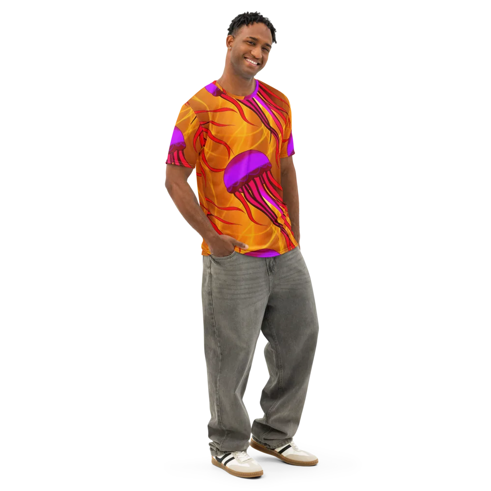 Violet Current on Men's Cotton Crew Neck T-Shirt — Right Front