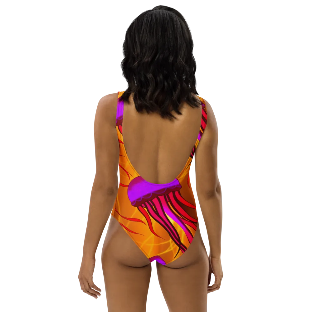 Violet Current on One-Piece Swimsuit — Back