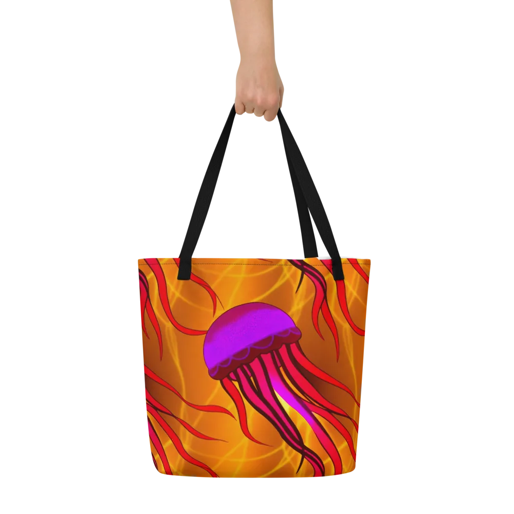 Violet Current on Large Tote Bag W/ Pocket — Front