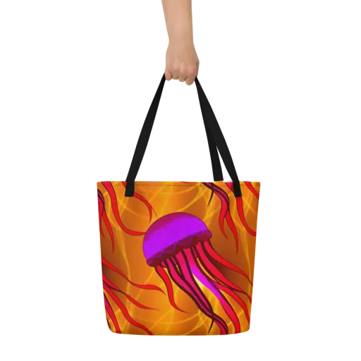 Violet Current on a Large Tote Bag W/ Pocket