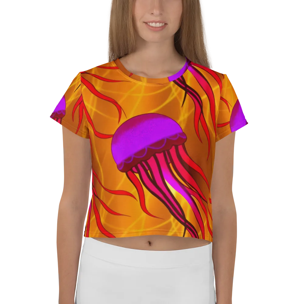 Violet Current on Crop Tee — Front