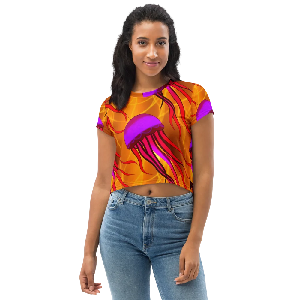 Violet Current on Crop Tee — Front