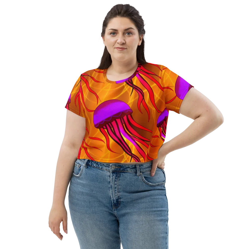Violet Current on Crop Tee — Front